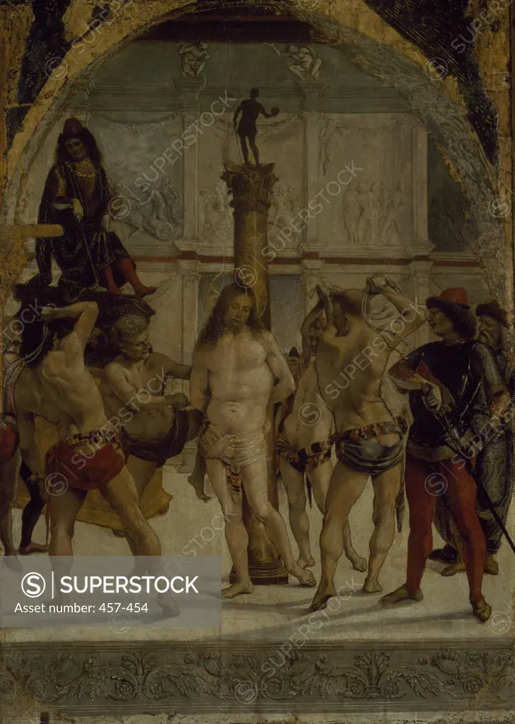 Flagellation of Christ by Luca Signorelli, oil on wood panel, 1441/50-1523 Italy, Milan, Pinacoteca di Brera