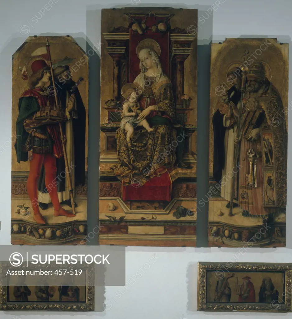 Camerino Triptych - Madonna and Child with Saints by Carlo Crivelli, 1430-1495, Italy, Milan, Pinacoteca Di Brera