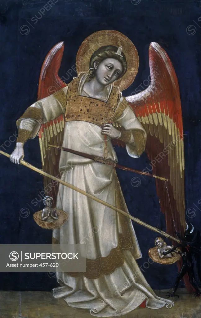 Angel by Guariento di Arpo,  oil on board,  (c.1338-1378/Italian),  Italy,  Padua,  Civic Museum