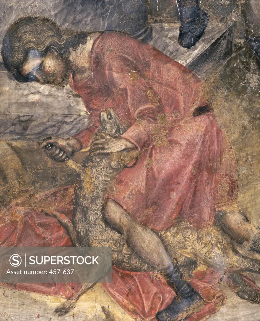 Joseph At The Well (Detail)/Sacrifice of Joseph  Guariento di Arpo (ca.1338-ca.1378 Italian) Fresco Pattavina Academy, Padua, Italy