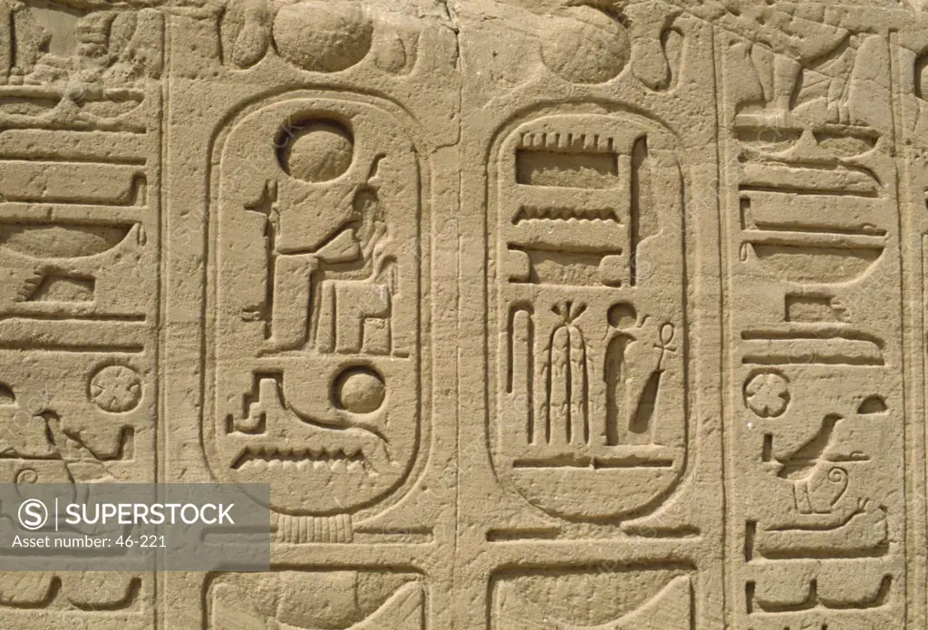 Close up of carving stone,  Temple of Ramses II,  Egypt,  Abu Simbel