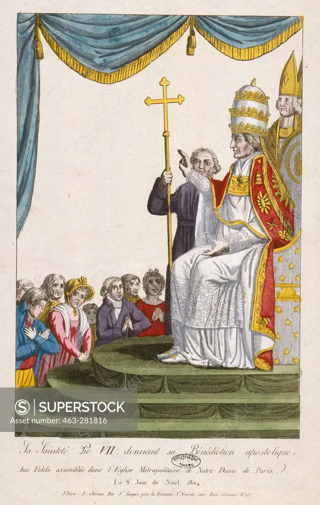 Pope Pius VII blessing...1804;Copper
