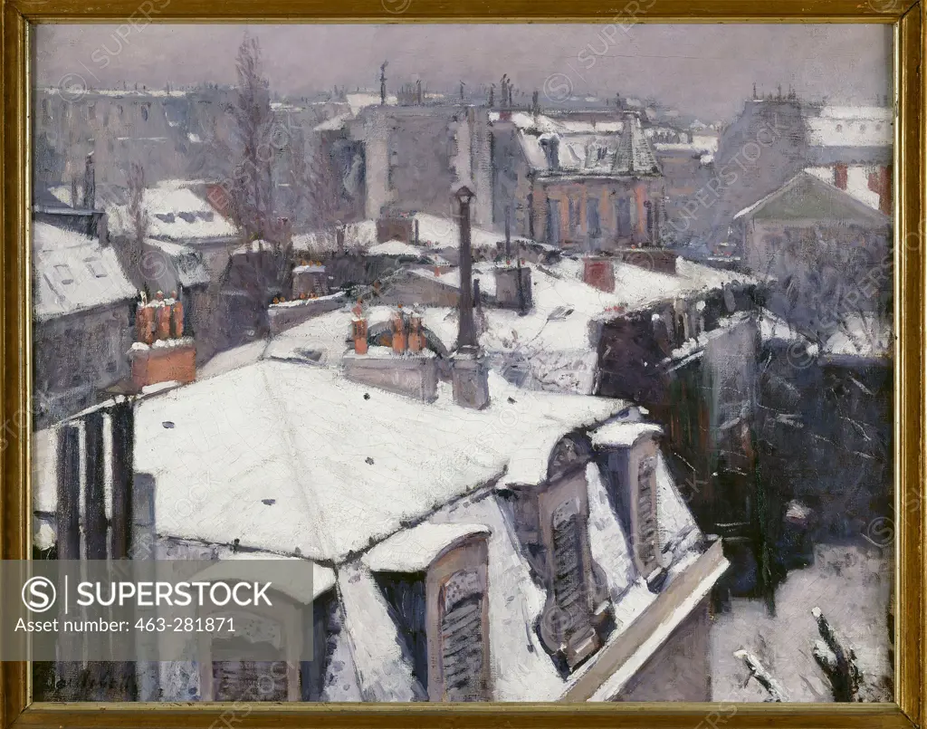 G.Caillebotte;Rooftops in the snow
