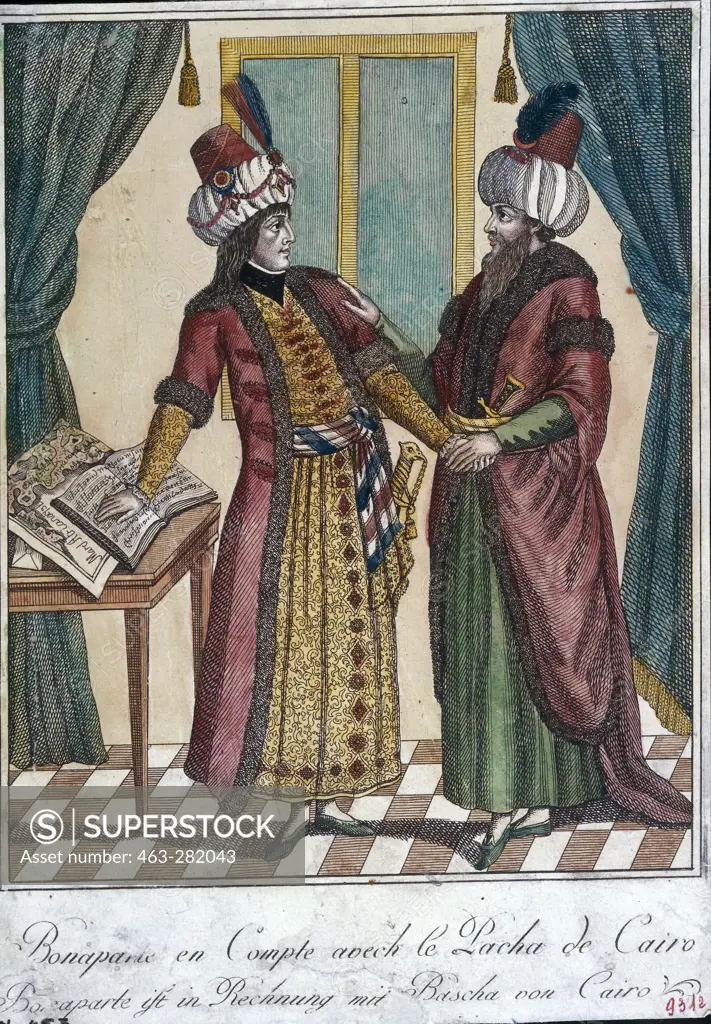 Bonaparte & Pasha of Cairo , Aquatint