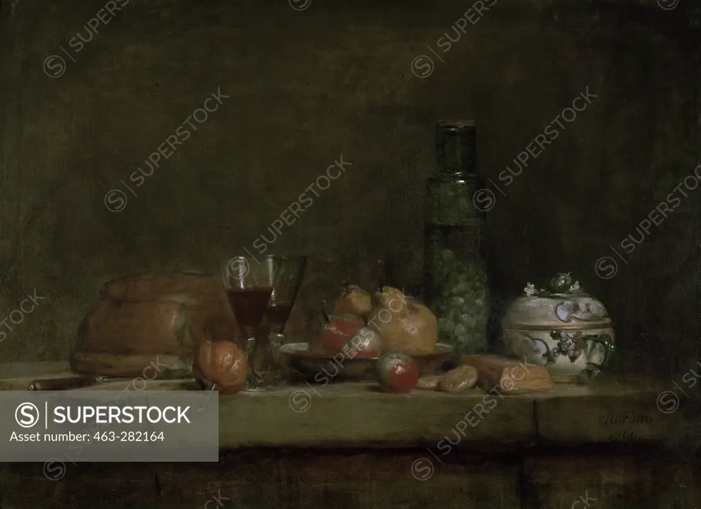 Chardin / Still-life with Olive Glass