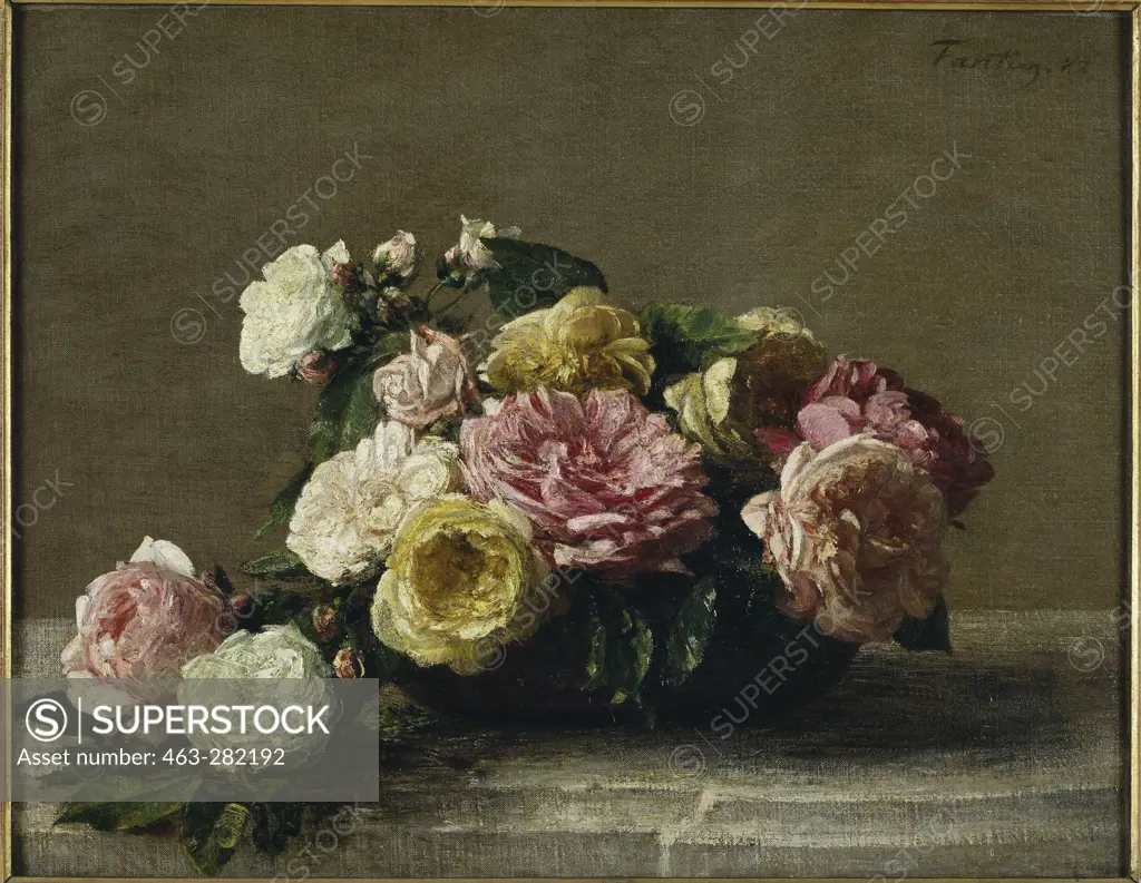 H.Fantin-Latour / Roses in a Bowl / 1882