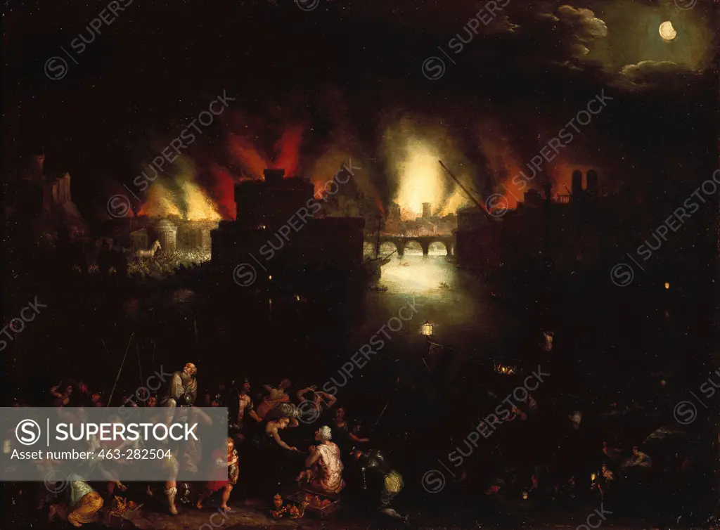 J. Brueghel t. E. / The burning Troy