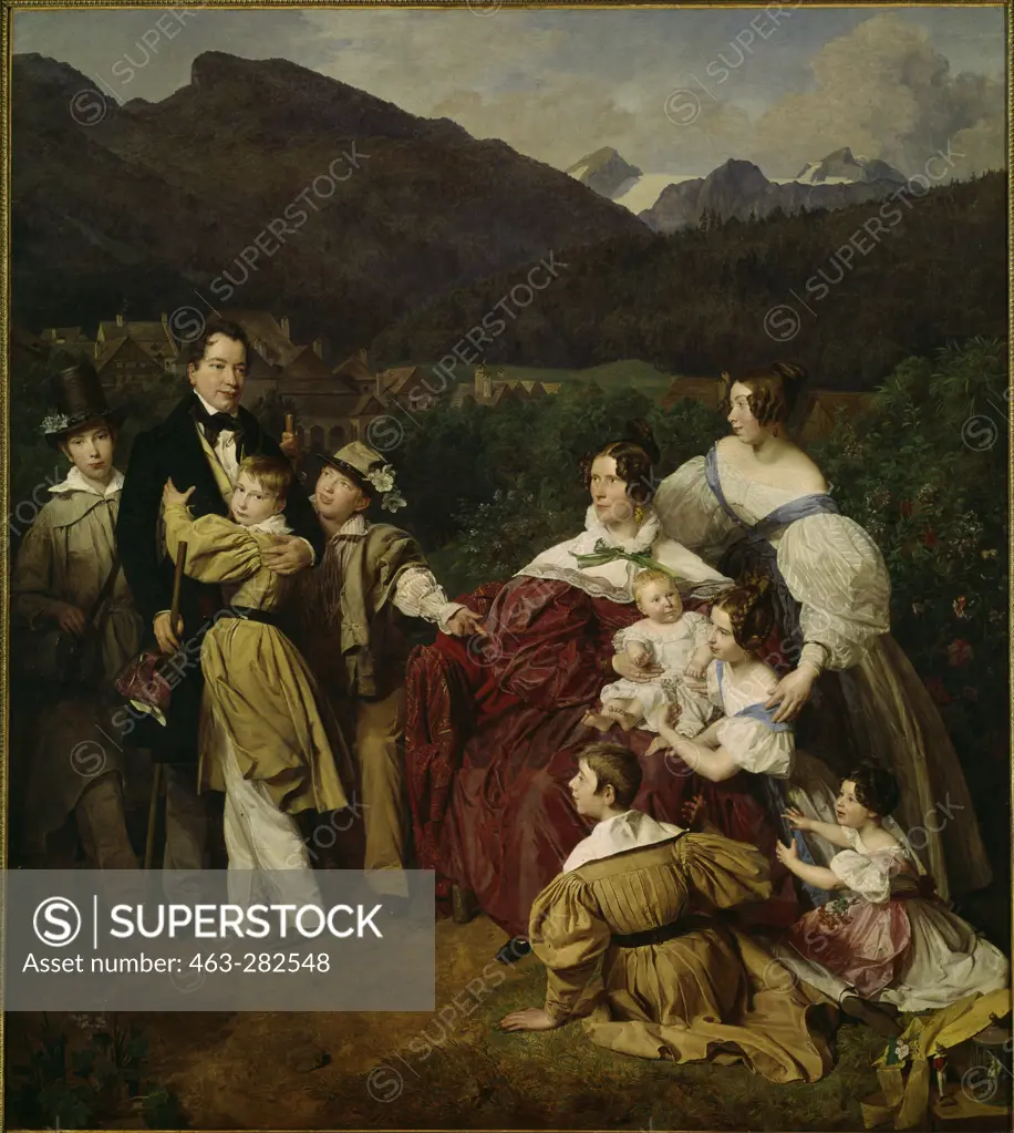 Waldmüller, Dr. Eltzs Family / 1835 Waldmüller, Ferdinand 1793-1865.“The Family of the Lawyer Dr. Josef August Eltz in Ischl”, 1835.Oil on canvas, 124 × 110cm.