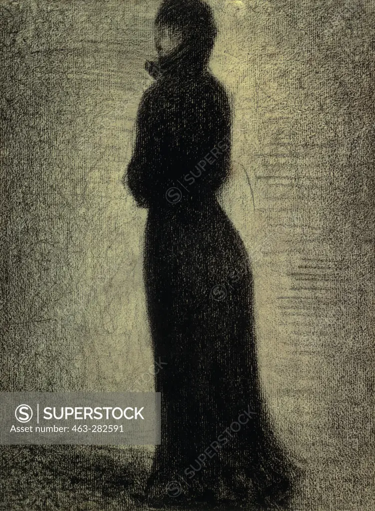 Seurat / Woman in black / Chalk Drawing