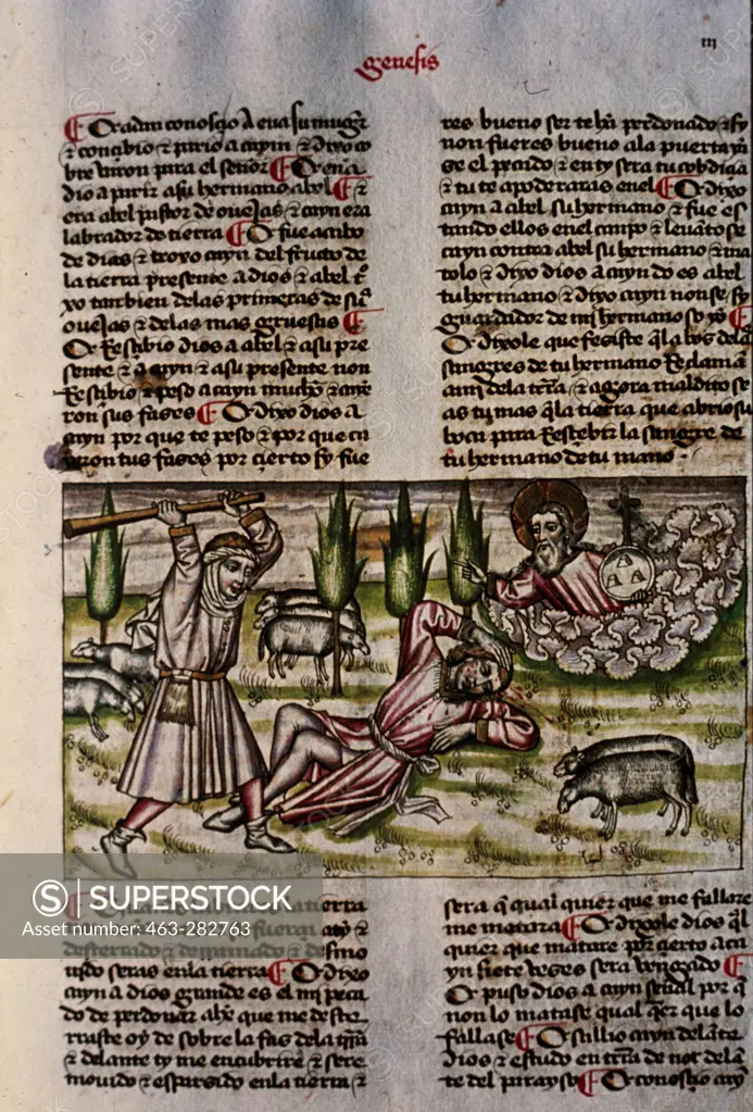 Cain kills Abel / Spanish Bible