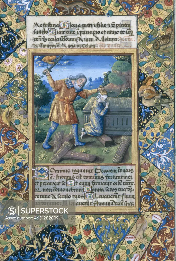 Abraham sacrifices Isaac / Illum. 1490