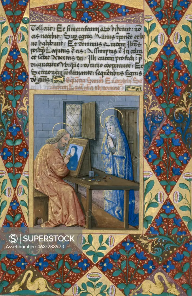 Luke paints Virgin /Illumination 1490