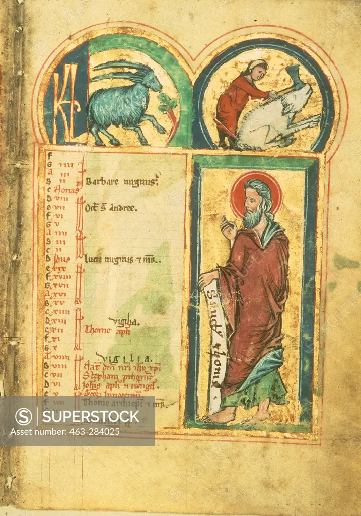 Apostle Thomas & goat/ Illumin./ C13th