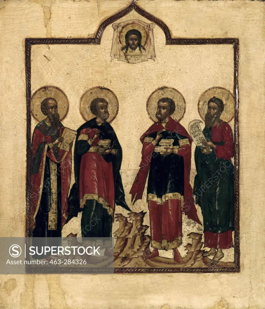 Four Saints & Mandylion / Icon / C17th
