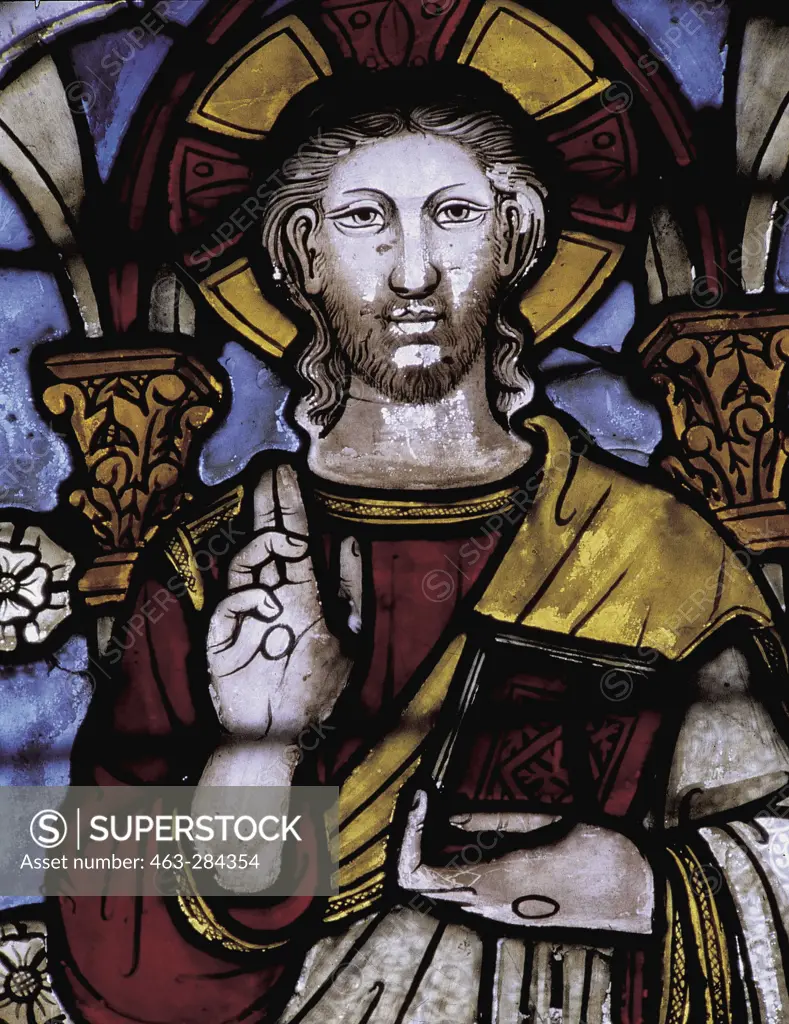 Assisi/ stained glass window/ Christ.