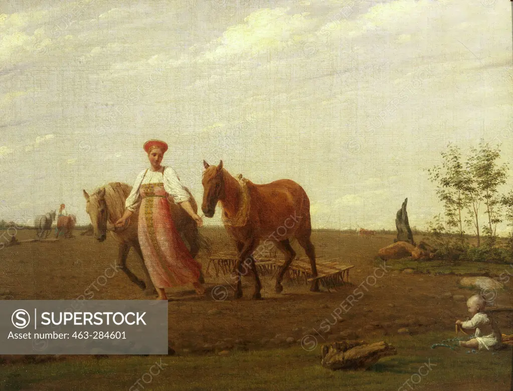 A.Venetsianov, In the fields / c.1827