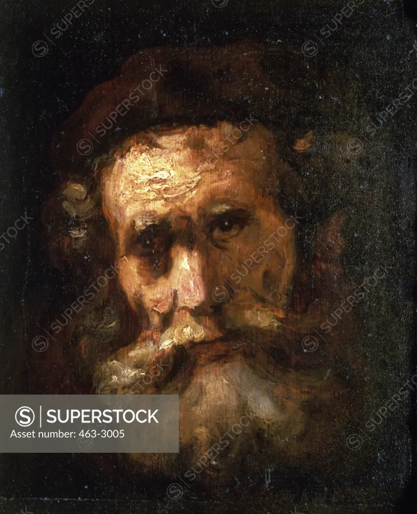 Head of a Rabbi Rembrandt Harmensz van Rijn (1606-1669 Dutch) Oil on canvas Musee Bonnat, Bayonne, France