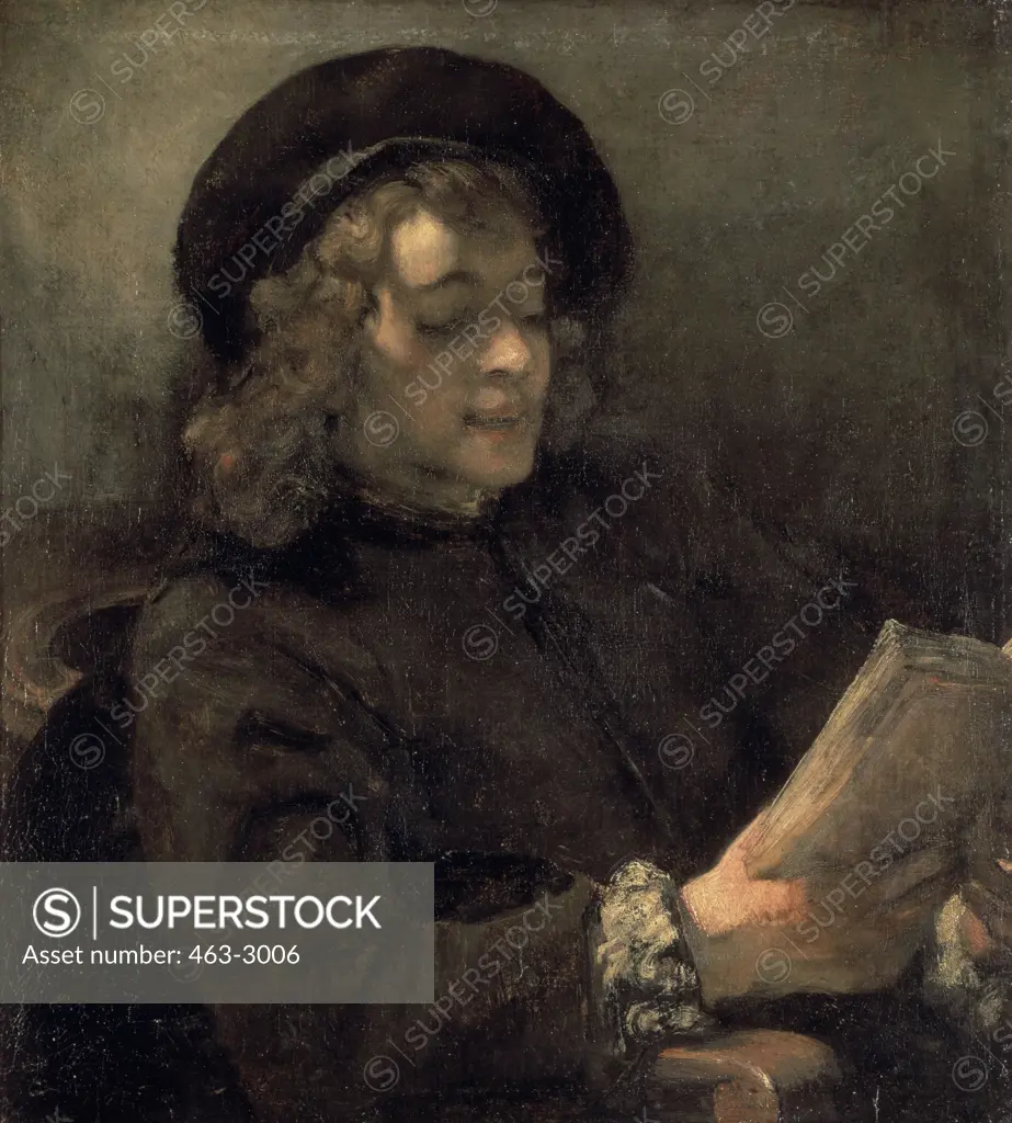 Titus van Rijn, The Artist's Son Reading Rembrandt Harmensz van Rijn (1606-1669/Dutch) Kunsthistorisches Museum Vienna, Austria 