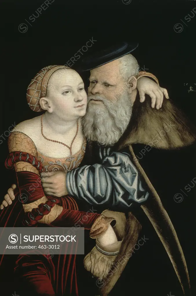 The Dissimilar Pair (Older Man/younger Woman) 1531 Lucas Cranach the Elder (1472-1553 German) Tempera on Wood Panel Akademie der Bildenden Kunste, Vienna, Austria