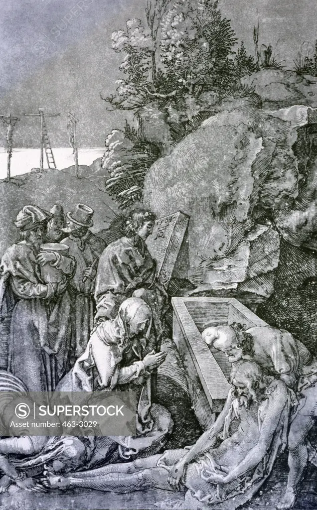Lamentation over Dead Christ  Albrecht Durer (1471-1528 German) Graphische Sammlung, Albertina, Vienna, Austria 