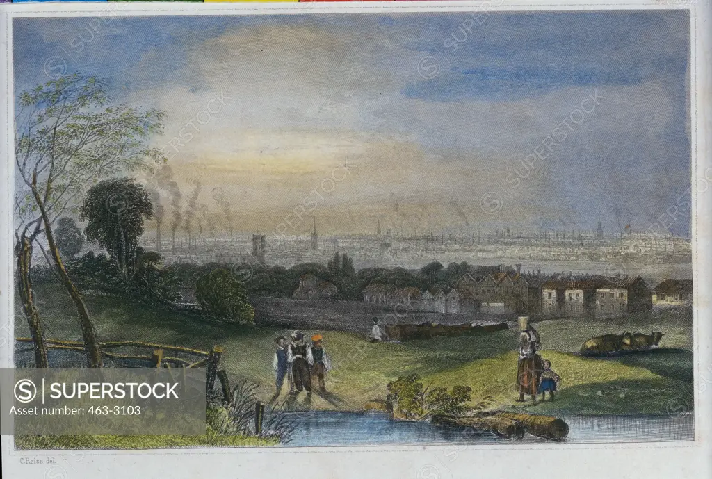View of Manchester, England  1850 Artist Unknown Engraving