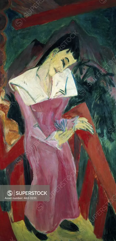 Lady in Pink,  by Ernst Ludwig Kirchner,  (1880-1938)