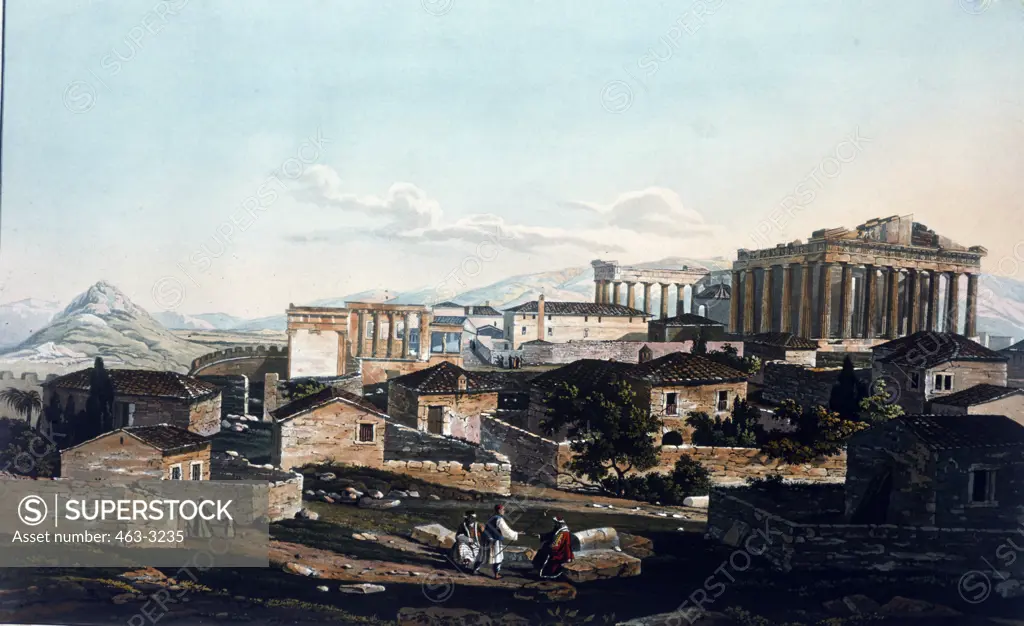 Greece,  Athens,  Acropolis,  by Edward Dodwel,  1830,  aquatint,  (1767-1832)