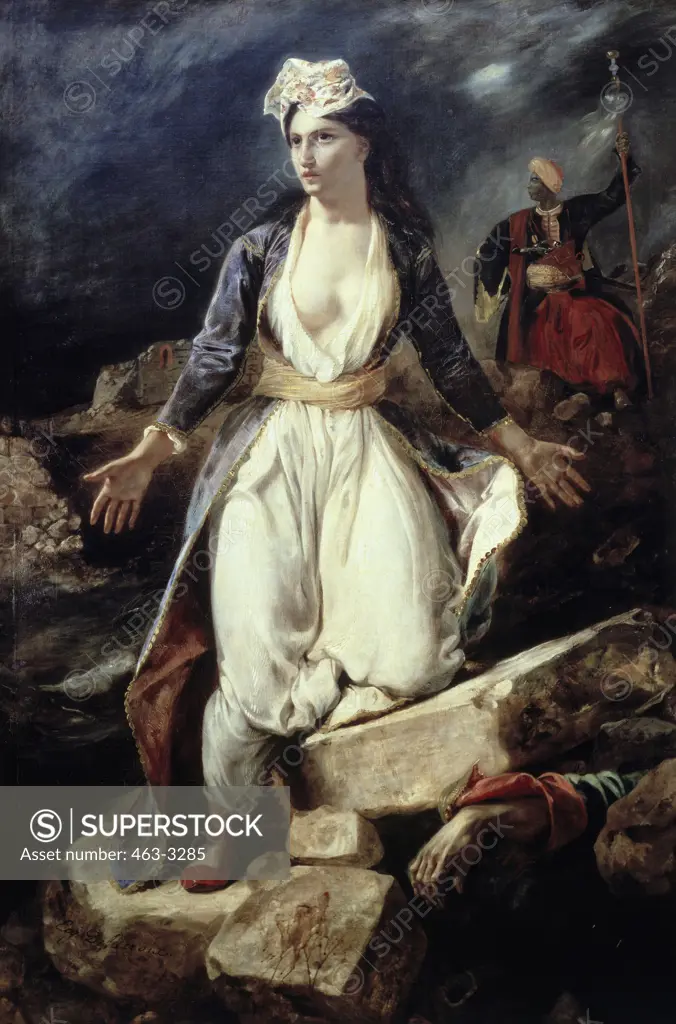 Grace's Decline On The Rubble Of Missolonghi 1826 Eugene Delacroix (1798-1863 French) Oil On Canvas Musee des Beaux-Arts, Bordeaux, France