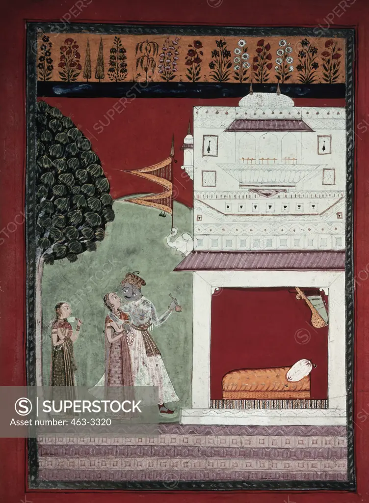 A Prince Is Leading A Lady To His Bed In A Palace Illustration For The Midday Song "Malavi Ragini" 1680 Indian Art Gouache On Paper Victoria & Albert Museum, London, England
