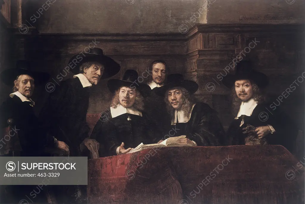 Members of the Drapers Club (Staalmeesters) 1662 Rembrandt Harmensz van Rijn (1606-1669 Dutch) Oil on canvas Rijksmuseum, Amsterdam, Netherlands 