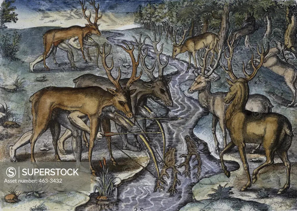 Florida Indians on a Deer Hunt Theodor de Bry (1528-1598/Netherlandish) 