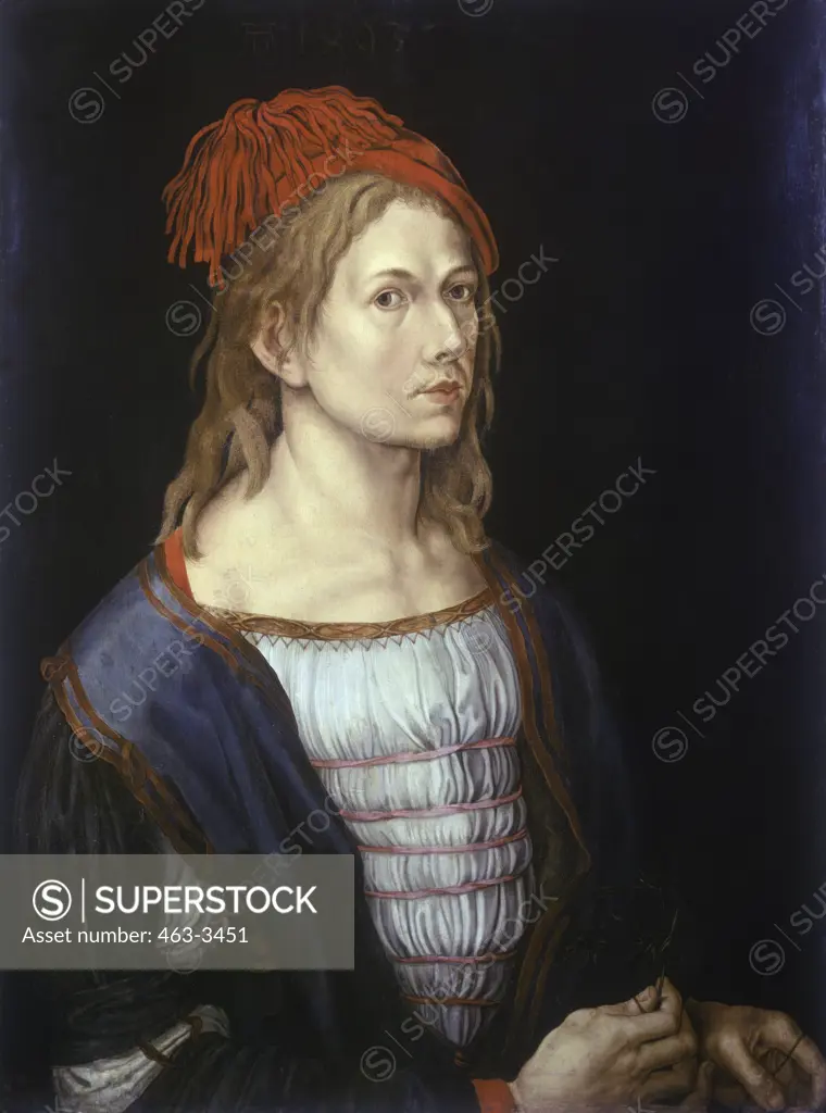 Self Portrait Of Durer In 1493 1493 Albrecht Durer (1471-1528 German) Oil On Wood Panel Museum der Bildenden Kunste, Leipzig, Germany