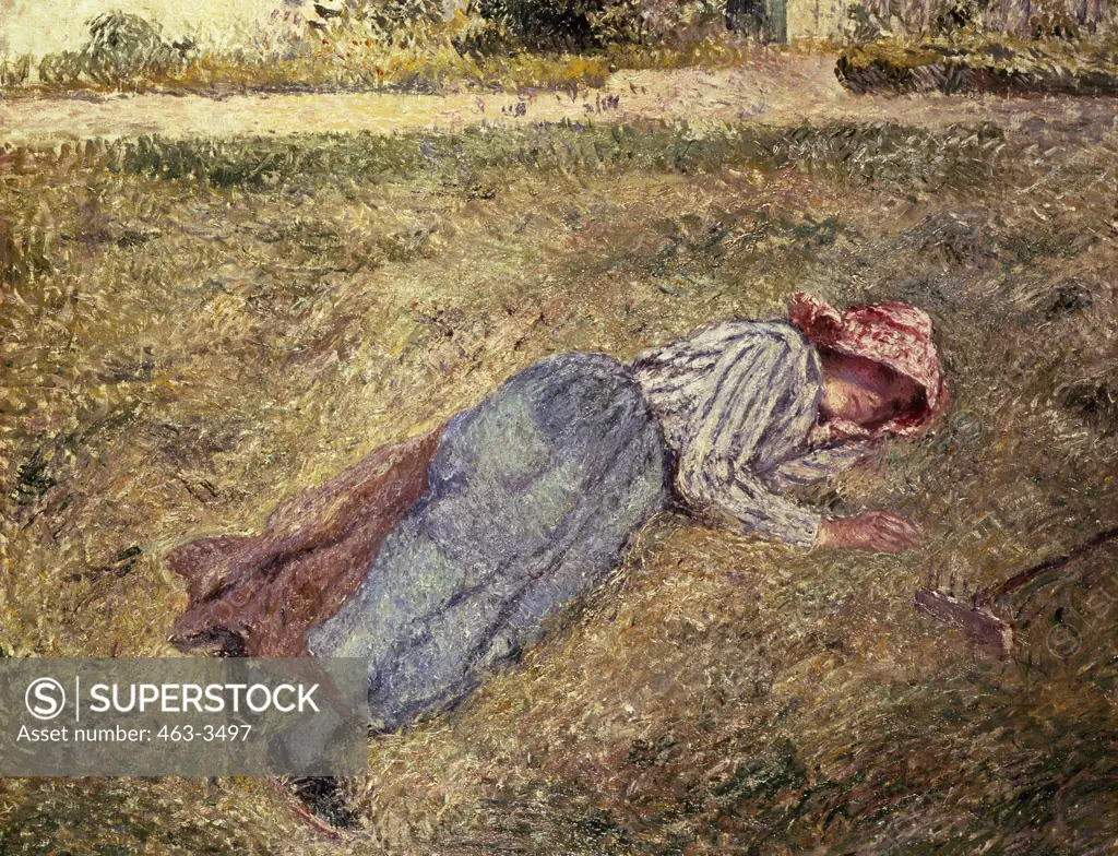 Girl Lying In The Grass 1882 Camille Pissarro (1830-1903 French) Oil on Canvas Kunsthalle, Bremen, Germany 