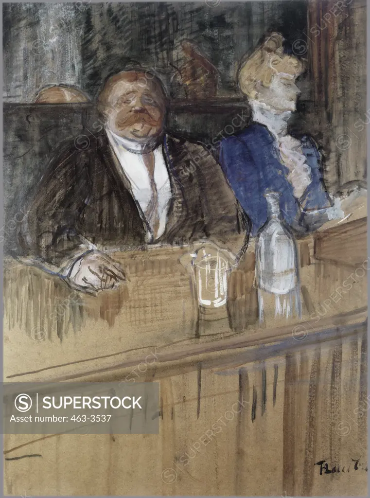 In the Bar: The Fat Proprietor & the Anaemic Cashier 1898 Henri de Toulouse-Lautrec (1864-1901 French) Gouache on paper Kunsthaus, Zurich, Switzerland