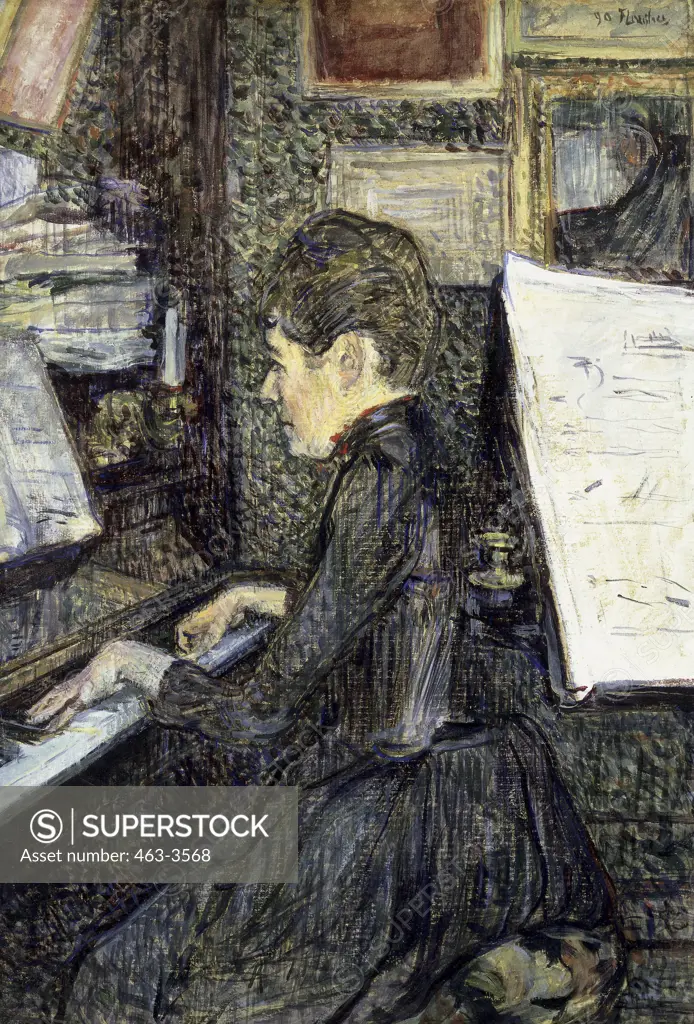 Mademoiselle Dihan at the Piano 1890 Henri de Toulouse-Lautrec (1864-1901 French) Musee Toulouse-Lautrec, Albi, France