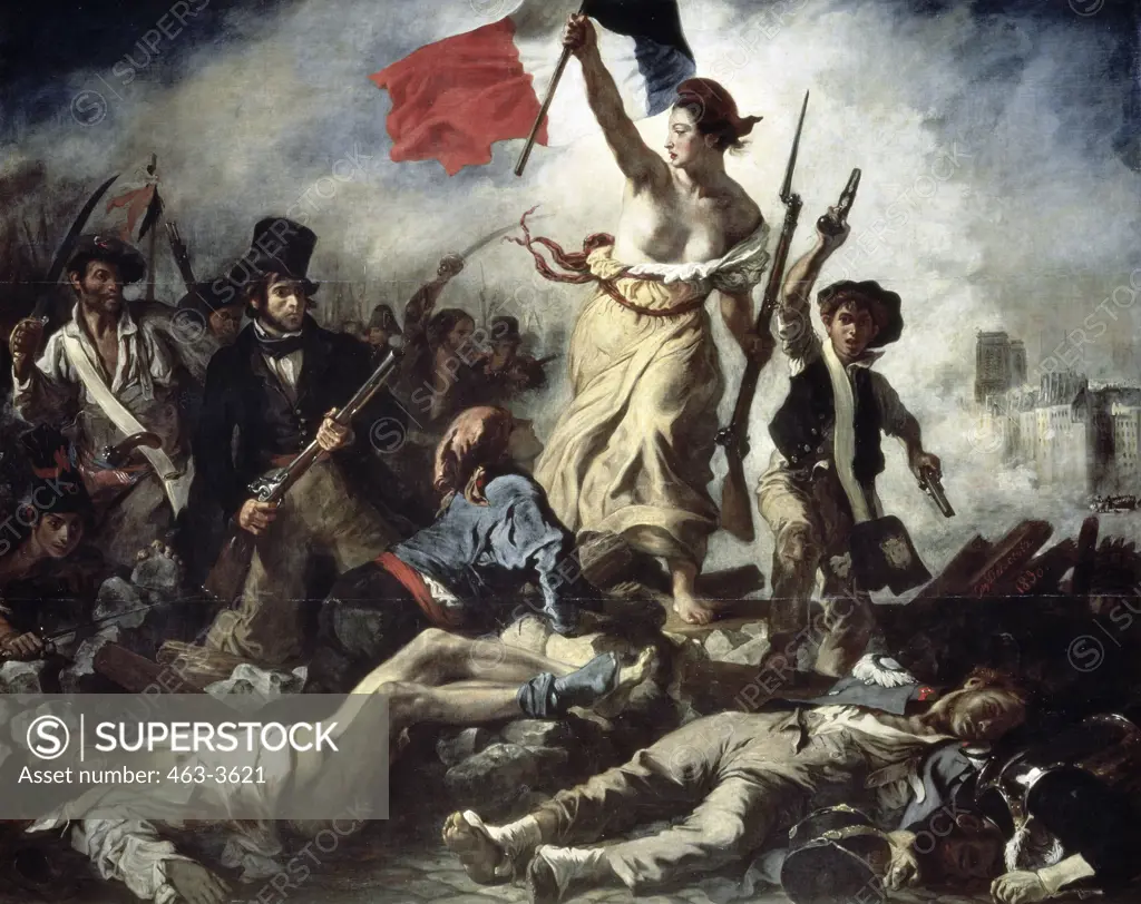 Liberty Leading the People  1830 Eugene Delacroix (1798-1863 French)  Oil on canvas Musee du Louvre, Paris, France 