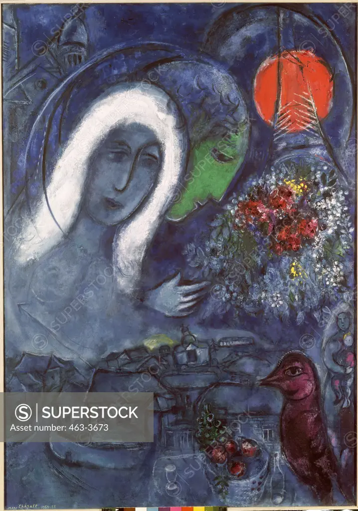 Champs de Mar 1954-55 Marc Chagall (1887-1985 Russian) Oil on canvas Folkwang Museum, Essen, Germany