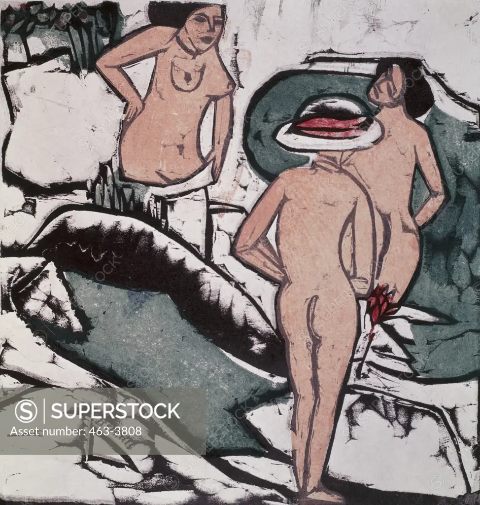Bathing Women Between White Stone 1937 Ernst Ludwig Kirchner (1880-1938 German)