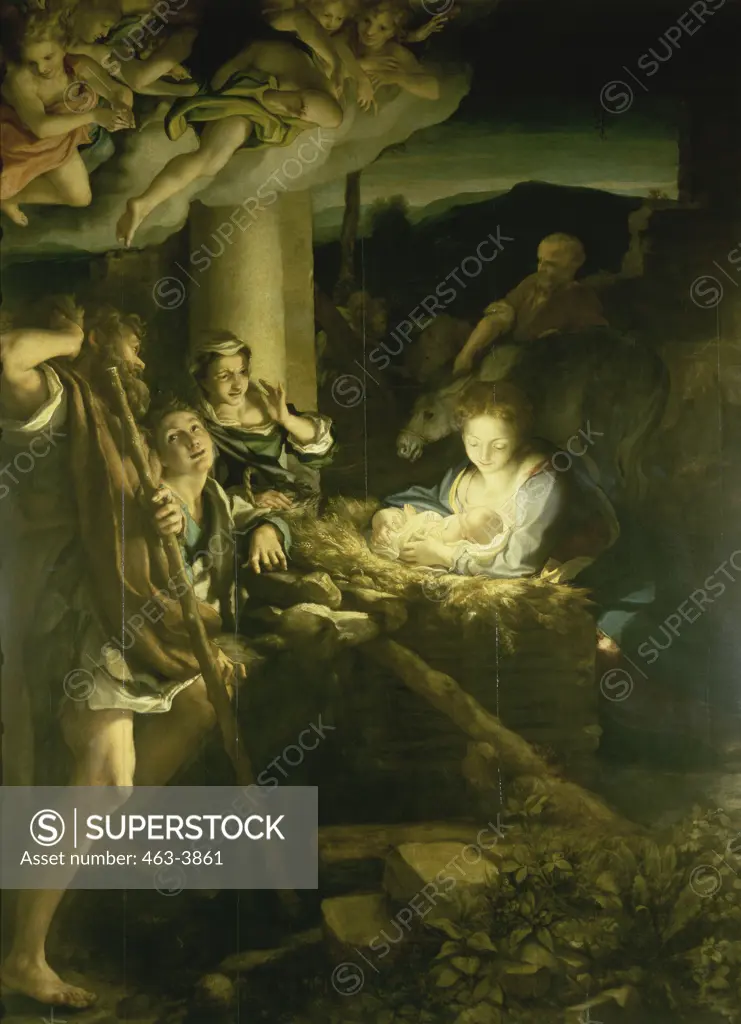 The Holy Night 1522-30 Correggio (1489/94 -1534 Italian) Oil on wood panel Gemaldegalerie, Dresden, Germany