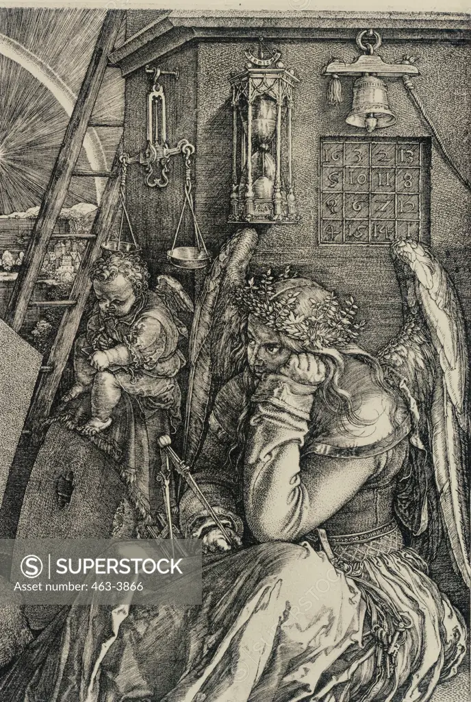 Melancolia I (detail)  Albrecht Durer (1471-1528 German) Engraving 