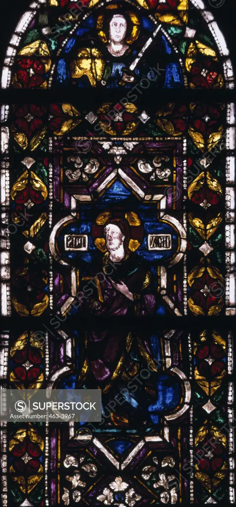 Christ - Middle Window Detail of The Martin's Chapel,  stained glass,  Italy,  Assisi,  Church of San Francesco,  Martin's Chapel (Lower church),  1253