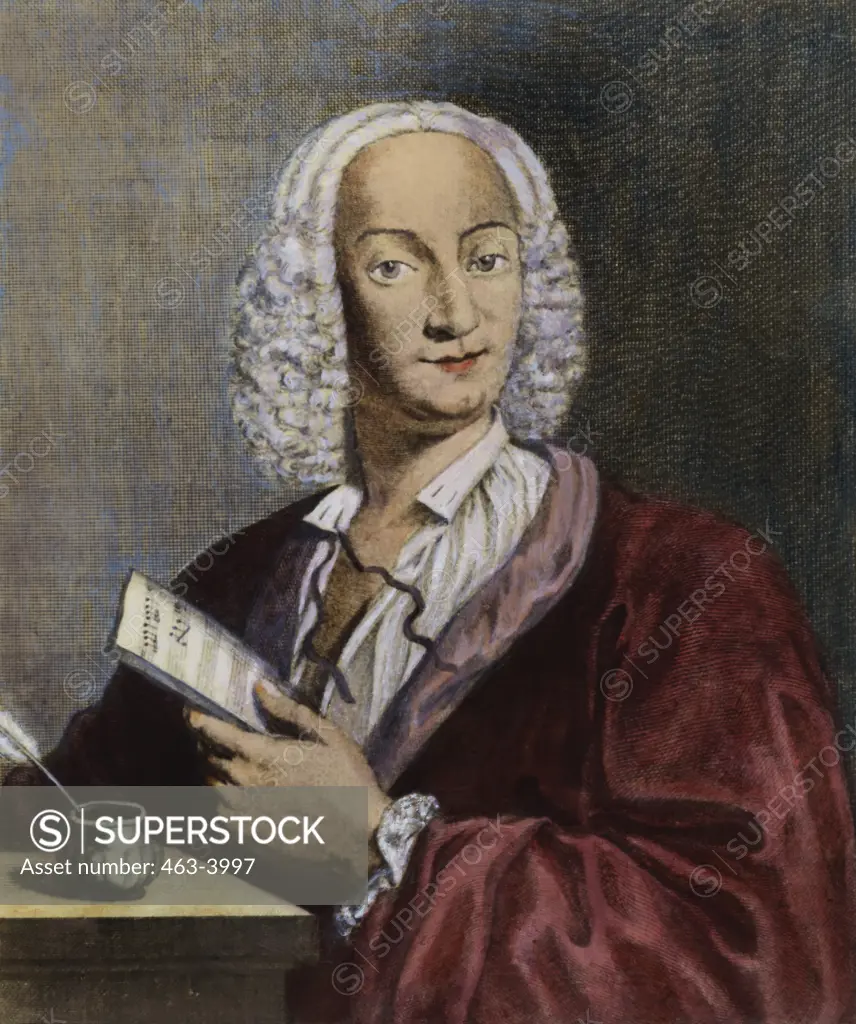 Portrait of Antonio Vivaldi  Artist Unknown  Colored copperplate