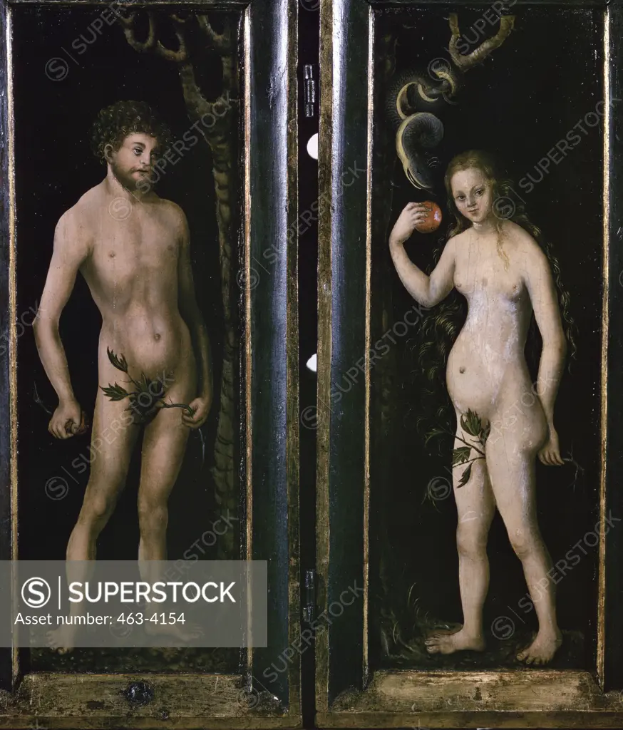 Adam and Eve Oil on Wood Panel Lucas Cranach the Elder (1472-1553 German) Museum der Bildenden Kunste, Leipzig, Germany