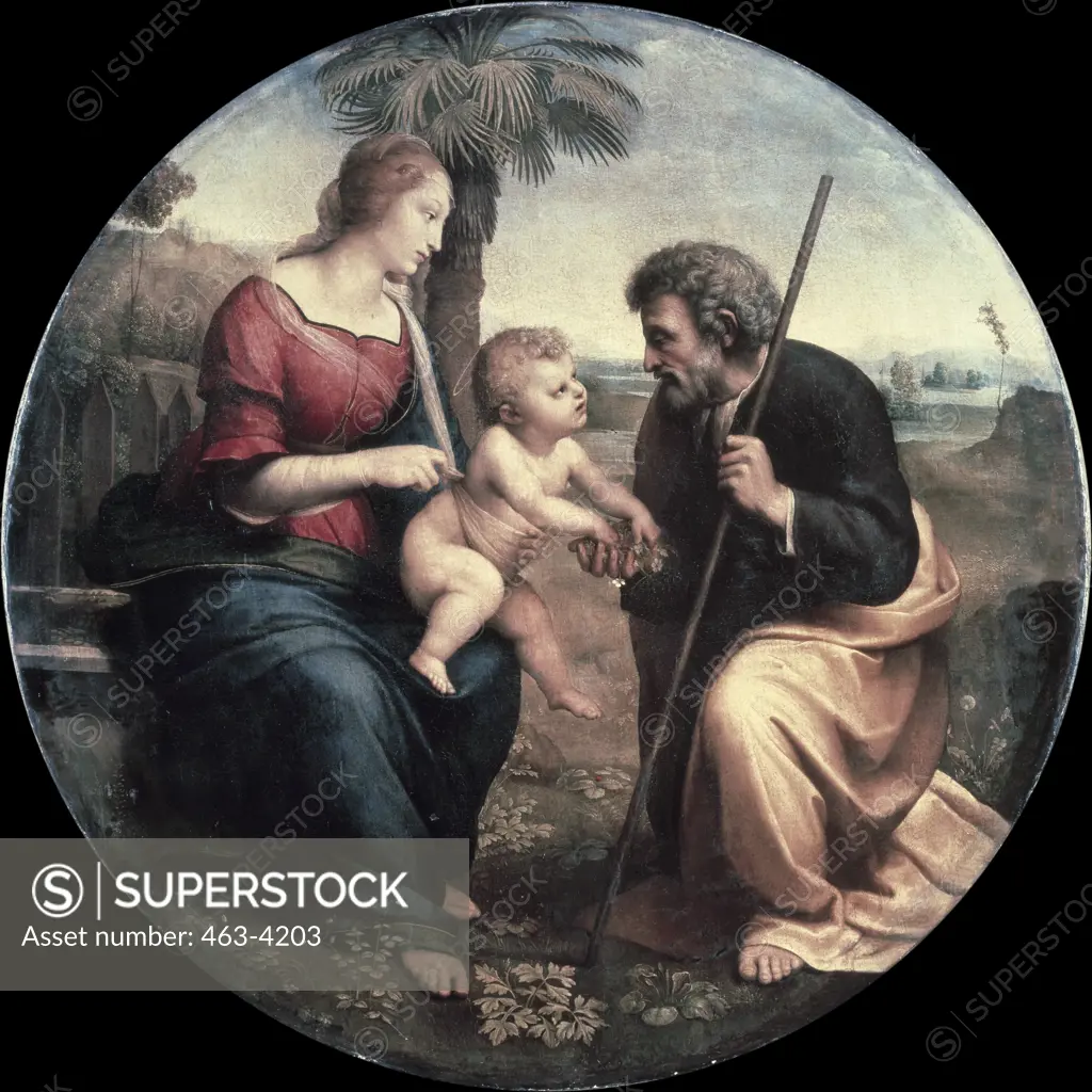 The Holy Family With the Palm by Raphael,  1483-1520,  Italian,  oil on canvas,  Scotland,  Edinburgh,  National Gallery of Scotland,  1506