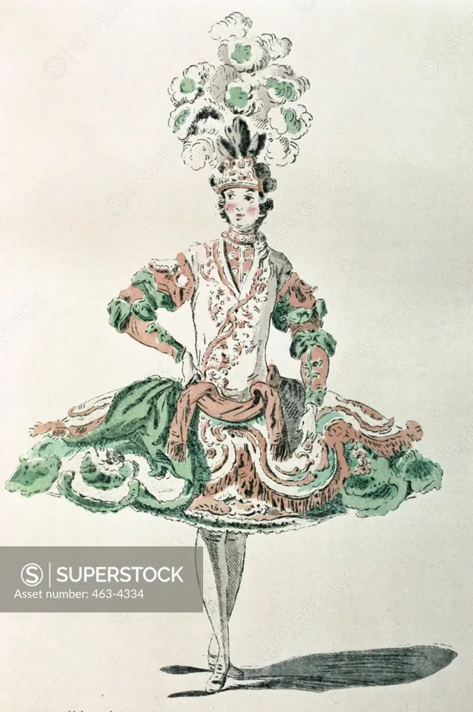 Dancer Laval as a Greek,  artist unknown,  drawing,  1750