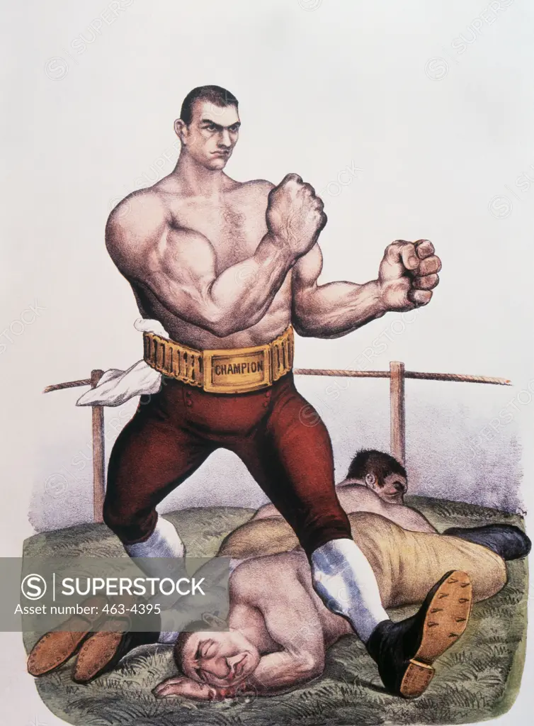 E. Kemble-The Champion Boxer 1883 Currier & Ives (1834-1907 American) Chalk Lithography
