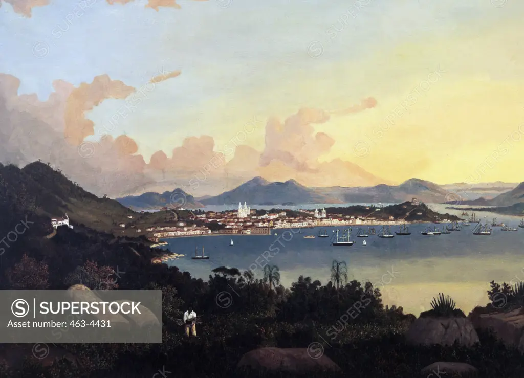 Brazil,  View of a Harbor Town,  artist unknown,  Brazil,  Sao Paulo,  Museu de Arte,  1800
