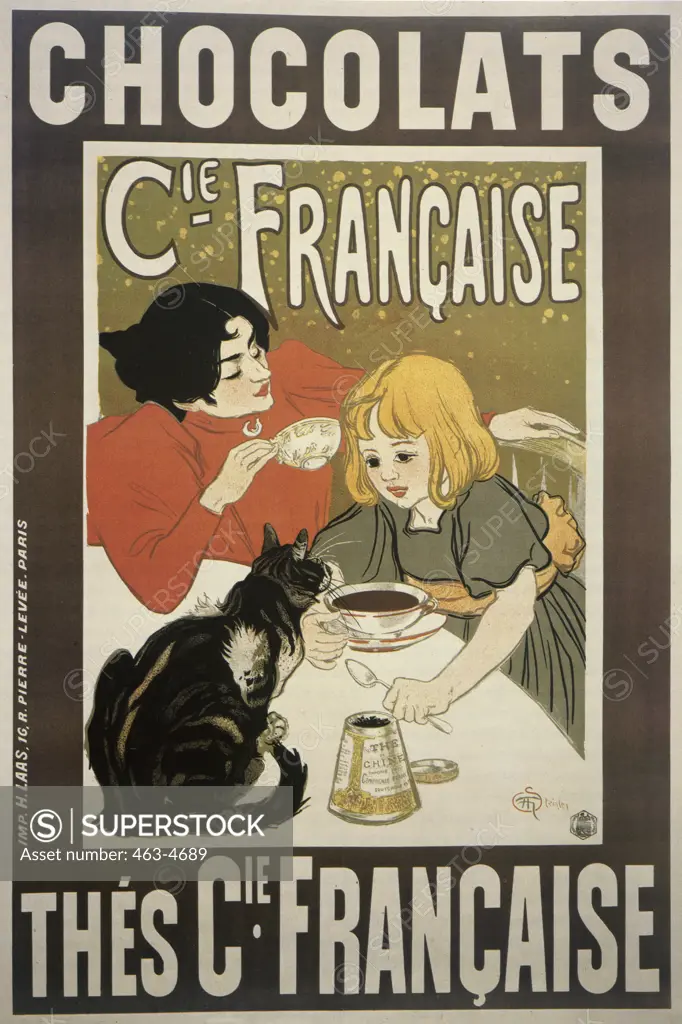 Chocolats/Thes Cie Francaise 1895 Theophile Alexandre Steinlen Color Lithograph