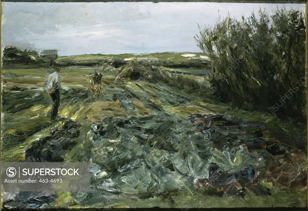 Man standing on field,  oil painting