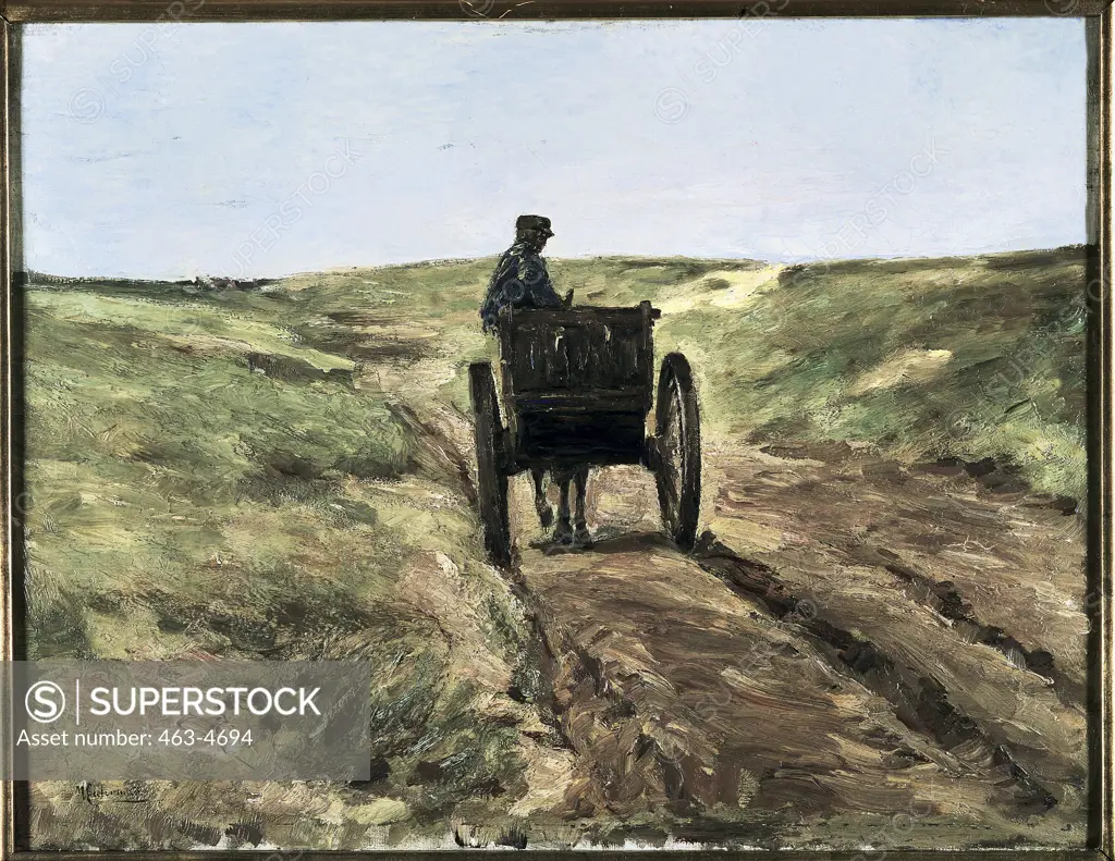 Wagon in the Dunes Near Katwijk  1889 Max Liebermann (1847-1935 German) Oil on canvas Kunsthalle, Hamburg, Germany